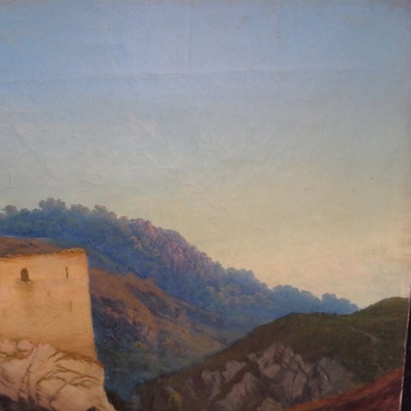 N/A>> 19th C. o/c Landscape with Castle - Picture 5 of 8